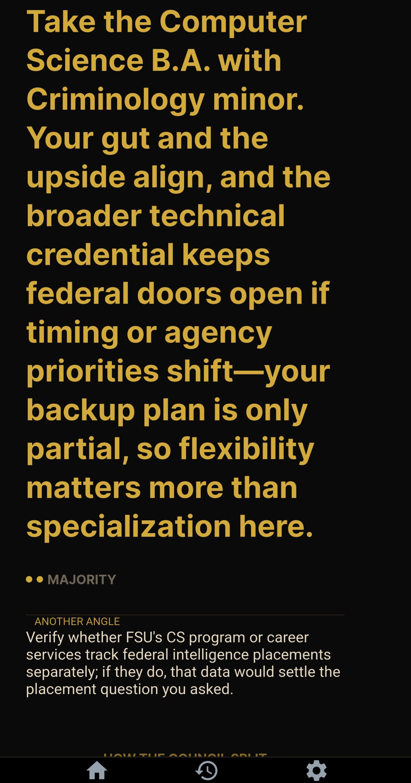 The Read — a committed verdict screen in the Trivonex app